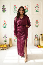 Load image into Gallery viewer, Arlo Satin Draped Skirt Co-ord Set