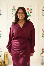 Load image into Gallery viewer, Arlo Satin Draped Skirt Co-ord Set