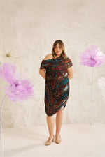 Load image into Gallery viewer, Mesh Dress, Ruched bodycon dress, printed dress, plus size dresses, curvy girl, plus size, plus size fashion, dresses