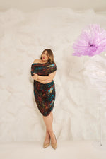 Load image into Gallery viewer, Mesh Dress, Ruched bodycon dress, printed dress, plus size dresses, curvy girl, plus size, plus size fashion, dresses