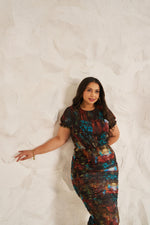 Load image into Gallery viewer, co,ord, printed mesh co-ord , plus size clothing, curvy girl, plus size, plus size fashion,plus size dresses