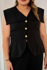 Load image into Gallery viewer, laela,waistcoat, top,black,plus size fashion, plus size clothing, plus size top, plus size waistcoats , sonsie