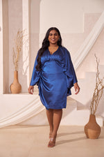 Load image into Gallery viewer, Emmi Cape Satin Dress