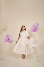 Load image into Gallery viewer, grace dress, plus size dresses , schiffli dress ,cotton, white dress, flowy dress, plus size