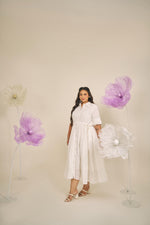 Load image into Gallery viewer, grace dress, plus size dresses , schiffli dress ,cotton, white dress, flowy dress, plus size