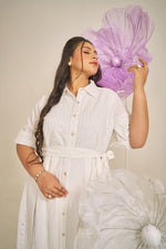 Load image into Gallery viewer, grace dress, plus size dresses , schiffli dress ,cotton, white dress, flowy dress, plus size