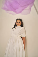 Load image into Gallery viewer, grace dress, plus size dresses , schiffli dress ,cotton, white dress, flowy dress, plus size