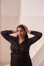 Load image into Gallery viewer, Zerah Sequinned Shirt Dress