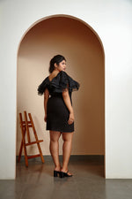 Load image into Gallery viewer, Aviana Black ruffled sleeves dress