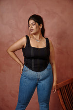 Load image into Gallery viewer, Ebony Rib Corset Top