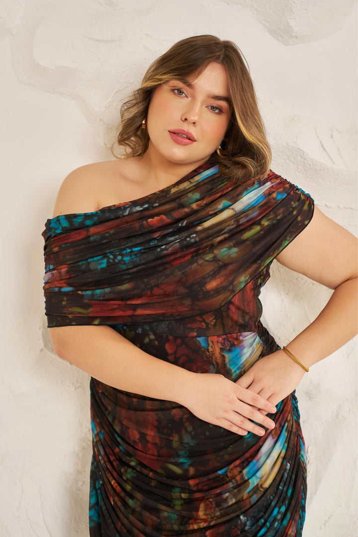 Mesh Dress, Ruched bodycon dress, printed dress, plus size dresses, curvy girl, plus size, plus size fashion, dresses