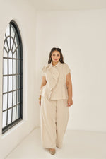 Load image into Gallery viewer, Jordan co-ord set with statement top made with breathable linen which is perfect for holiay. plus size clothing India
