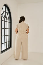 Load image into Gallery viewer, Jordan co-ord set with statement top made with breathable linen which is perfect for holiay. plus size clothing India
