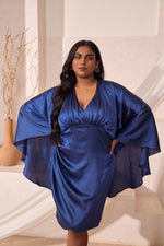 Load image into Gallery viewer, Emmi Cape Satin Dress
