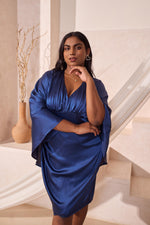 Load image into Gallery viewer, Emmi Cape Satin Dress
