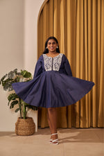 Load image into Gallery viewer, Maya Denim Dress with Lace Patchwork
