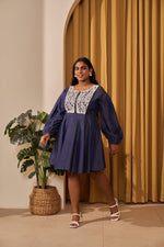 Load image into Gallery viewer, Maya Denim Dress with Lace Patchwork
