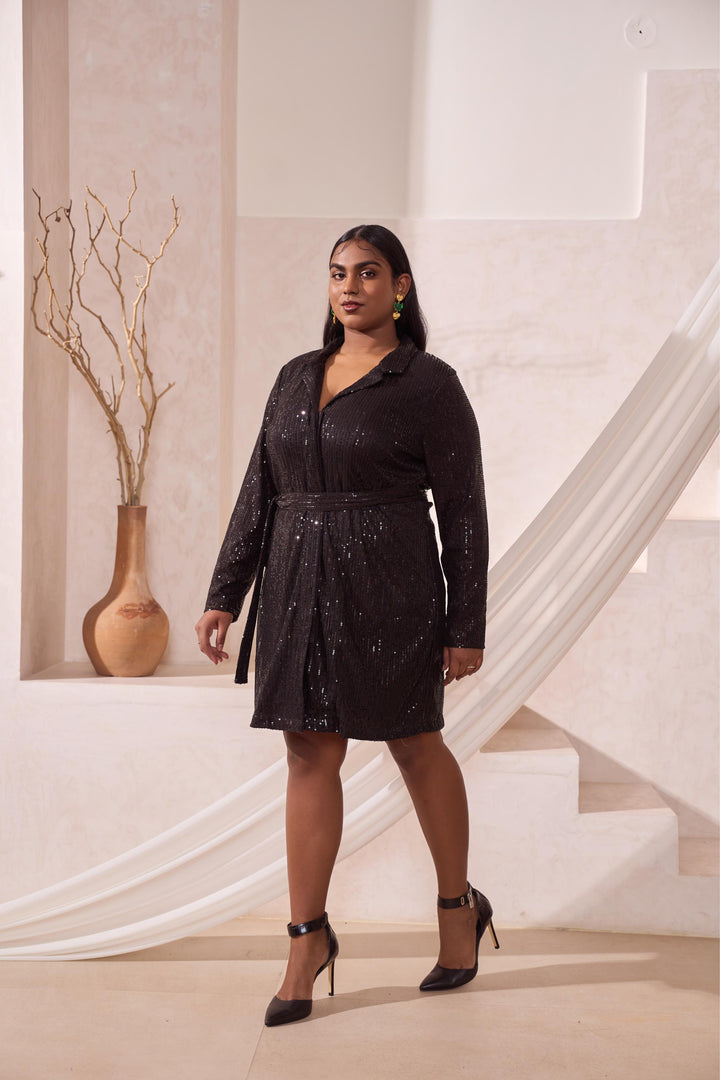 Zerah Sequinned  Shirt Dress