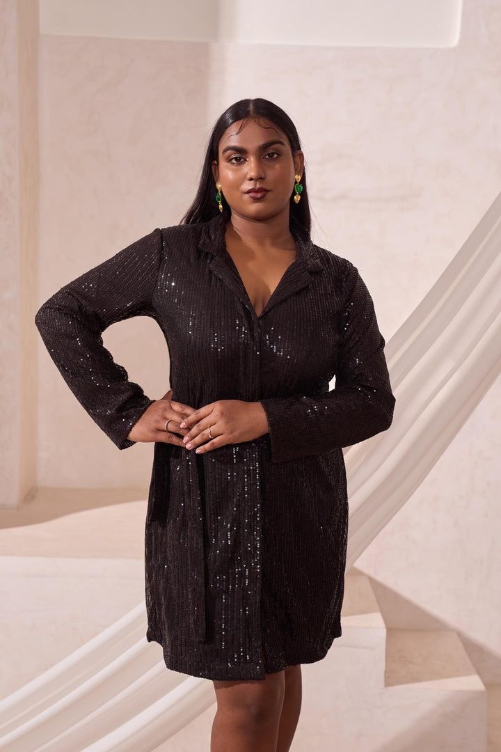 Zerah Sequinned  Shirt Dress